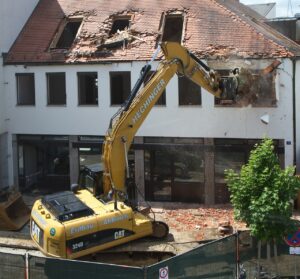 excavator, house, demolition