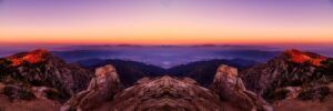 mountains, valley, sunset