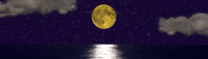 moon, sea, night