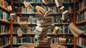 ai generated, books, library