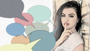 silence, talk, freedom of speech, woman, girl, to speak, finger, lips, quiet, calm, balloons, lots, communication, flood of speech, silence, silence, silence, silence, silence, quiet
