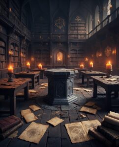 library, book, read, knowledge, literature, antiquity, historical, story, building, ai generated