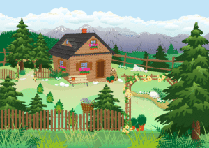 chalet, mountains, summer, holiday, landscape, vacation, garden, grass, conifer, spruce, cabin, hut, cottage, hillside, rural, remote, wooden house, timber house, nature, cosy, forest